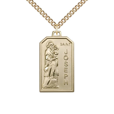 St Joseph Patron of Carpenters Gold-filled Medal with Plated Chain, Bliss Manufacturing