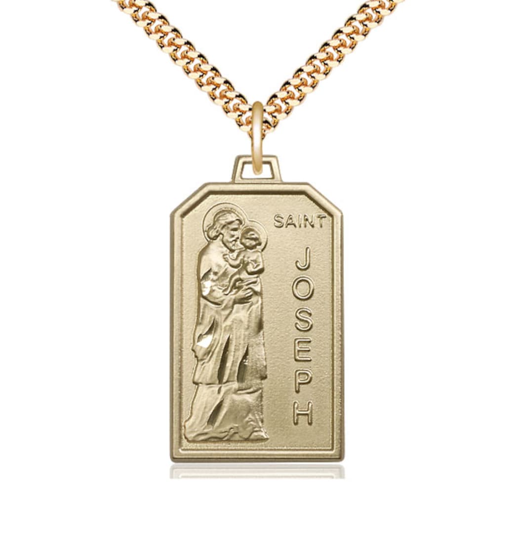 Bliss Manufacturing St Joseph Patron of Carpenters Gold-filled Medal with Gold-filled Chain,