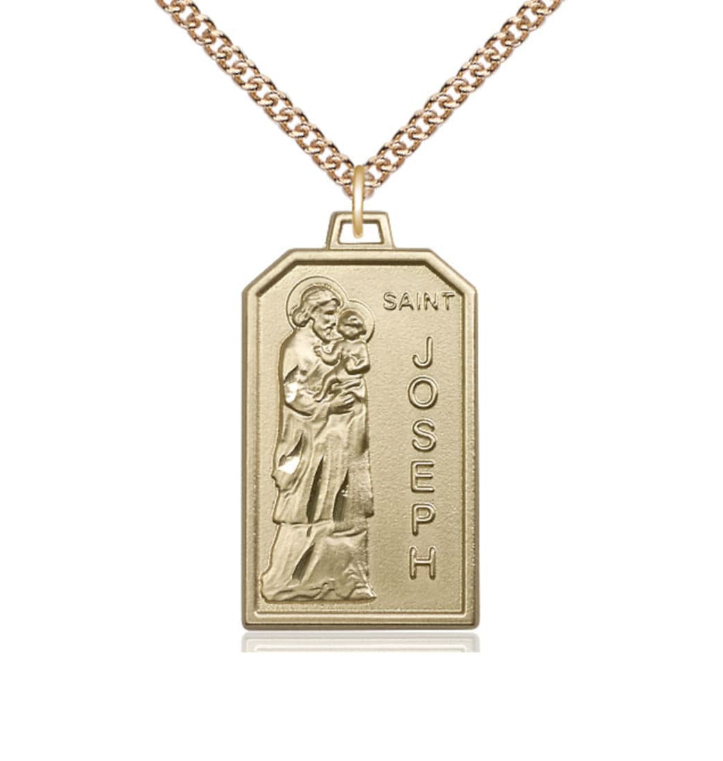 Bliss Manufacturing St Joseph Patron of Carpenters 14kt Gold Medal with 14kt Chain,