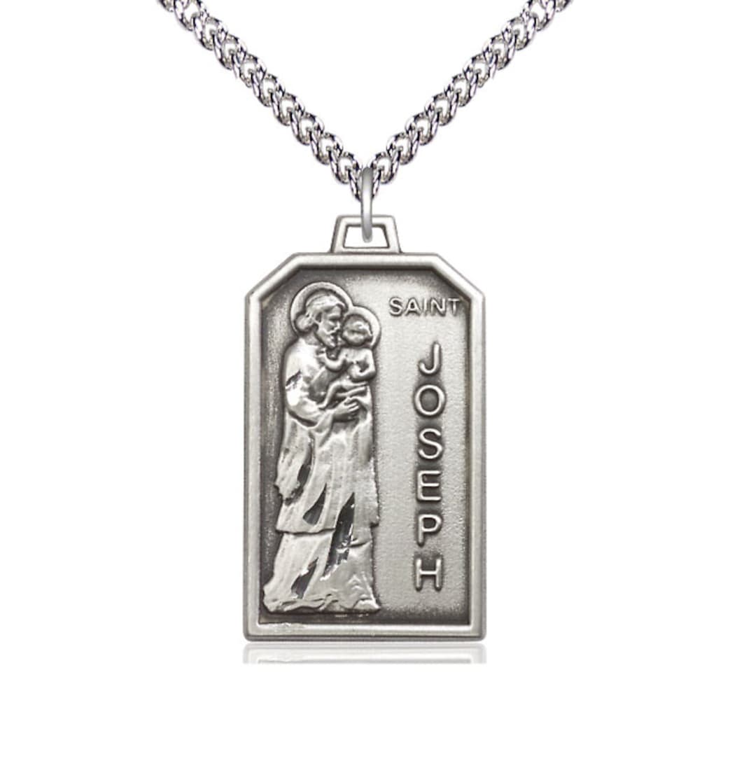 Bliss Manufacturing St Joseph Patron of Carpenters Medal with Plated Chain,