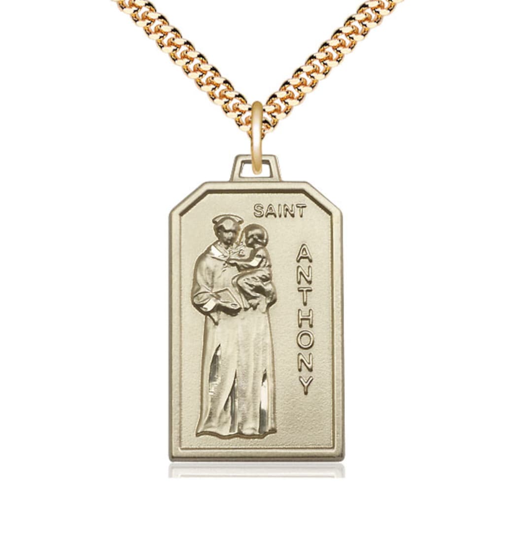 Bliss St Anthony Patron Saint of Lost Articles and the Poor Gold-filled Medal with Plated Chain,