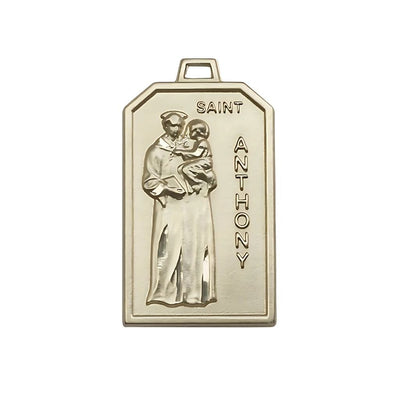 St. Anthony Medal in 14kt Gold, 1 1/8-inch x 5/8-inch, Patron Saint of Lost Items, Bliss Manufacturing