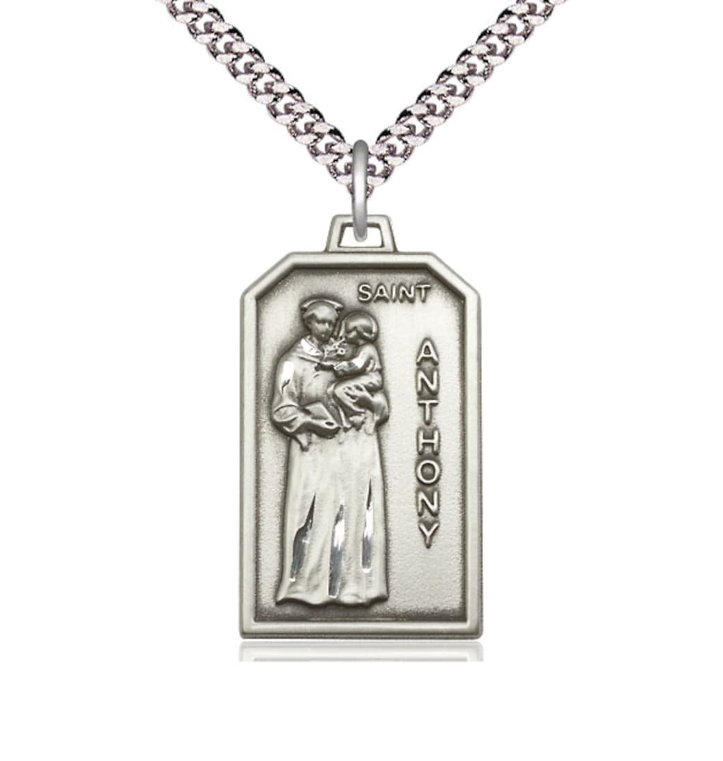 Bliss St Anthony Patron Saint of Lost Articles and the Poor Pewter Medal with Chain,