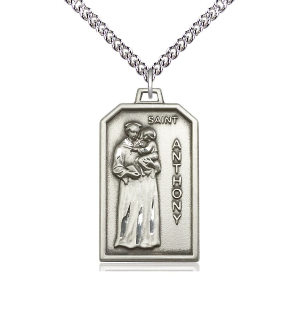 Bliss St Anthony Patron Saint of Lost Articles and the Poor Sterling Silver Medal with Sterling Chain,