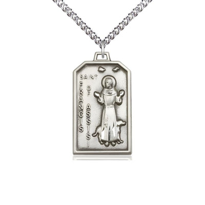 St. Francis of Assisi Sterling Silver Medal Necklace with Plated Chain, 1 1/8-inch, Bliss Manufacturing