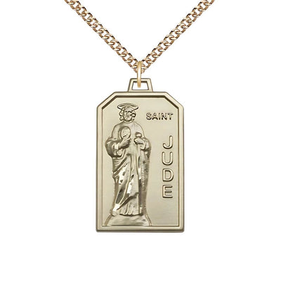 St. Jude 14kt gold medal necklace with 24" chain and gift box, Bliss Manufacturing
