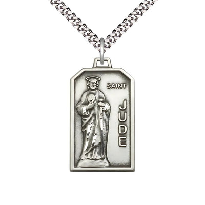 St. Jude sterling silver medal necklace with 24" chain and gift box, Bliss Manufacturing