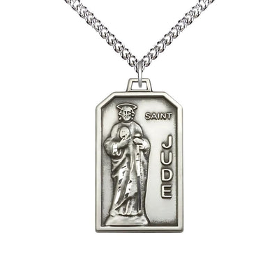 St. Jude sterling silver medal necklace with sterling chain and gift box, Bliss Manufacturing