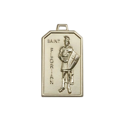 14kt Gold St Florian Patron Of Firefighters Medal, Measures 1 1/8-Inch Tall By 5/8-Inch Wide, Bliss Manufacturing