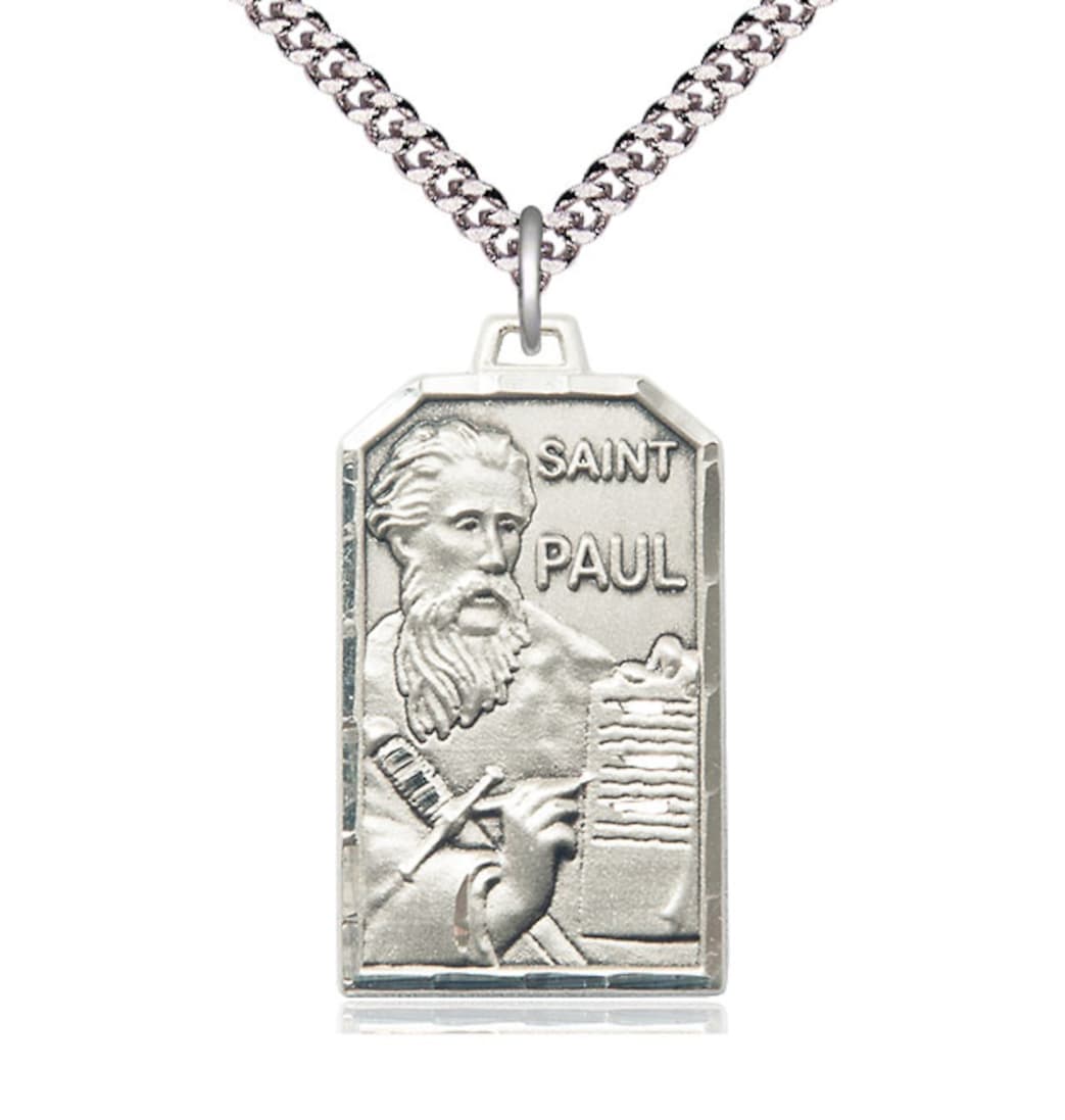 Bliss St Paul Patron Saint of Publishers and Reporters Pewter Medal Pendant with Chain,