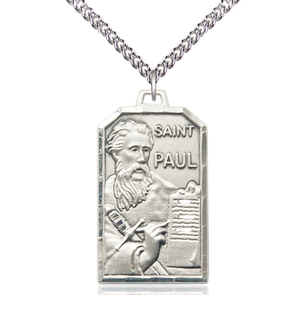 Bliss St Paul Patron Saint of Publishers and Reporters Sterling Medal Pendant with Sterling Silver Chain,