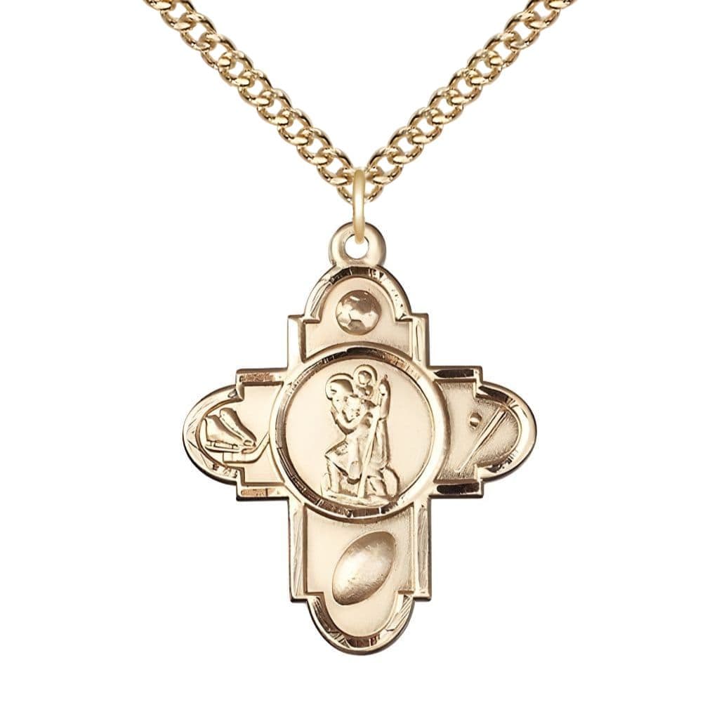 Bliss Sports St. Christopher 5-Way Cross Medal | Silver or Gold
