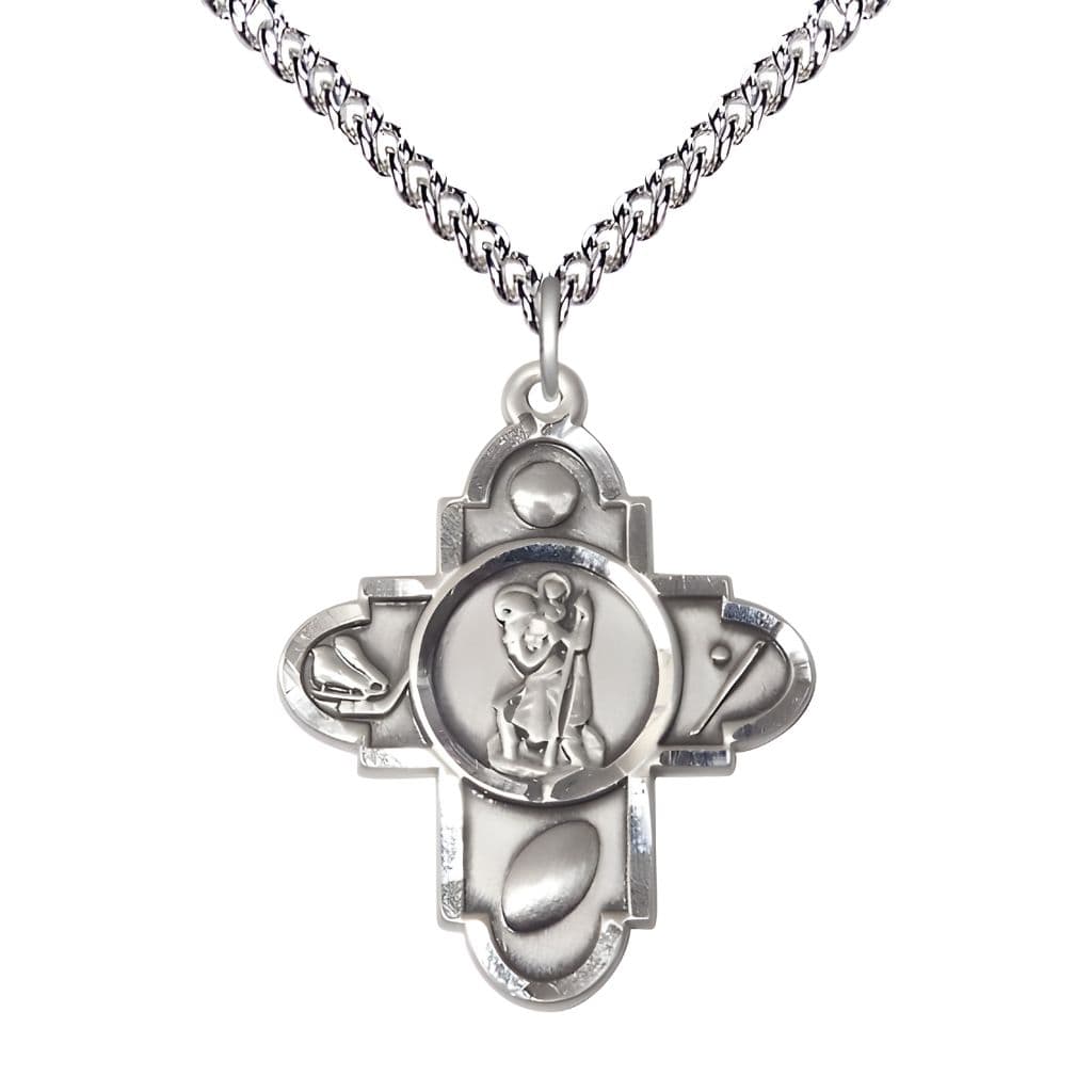 Bliss Sports St. Christopher 5-Way Cross Medal | Silver or Gold