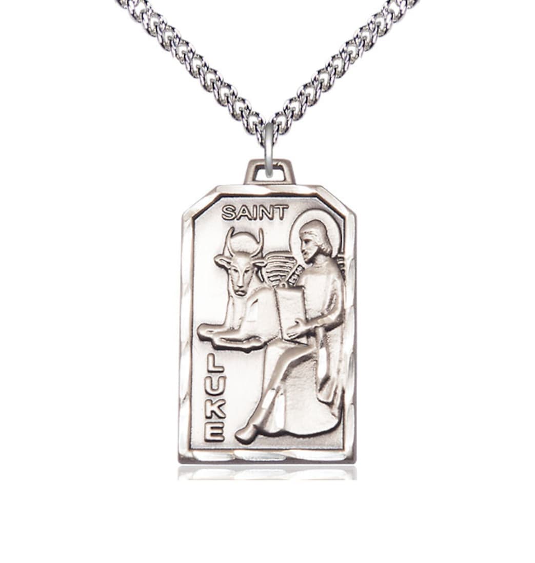 Bliss St Luke Patron Saint of Physicians and Painters Sterling Silver Medal Pendant with Sterling Silver Chain,