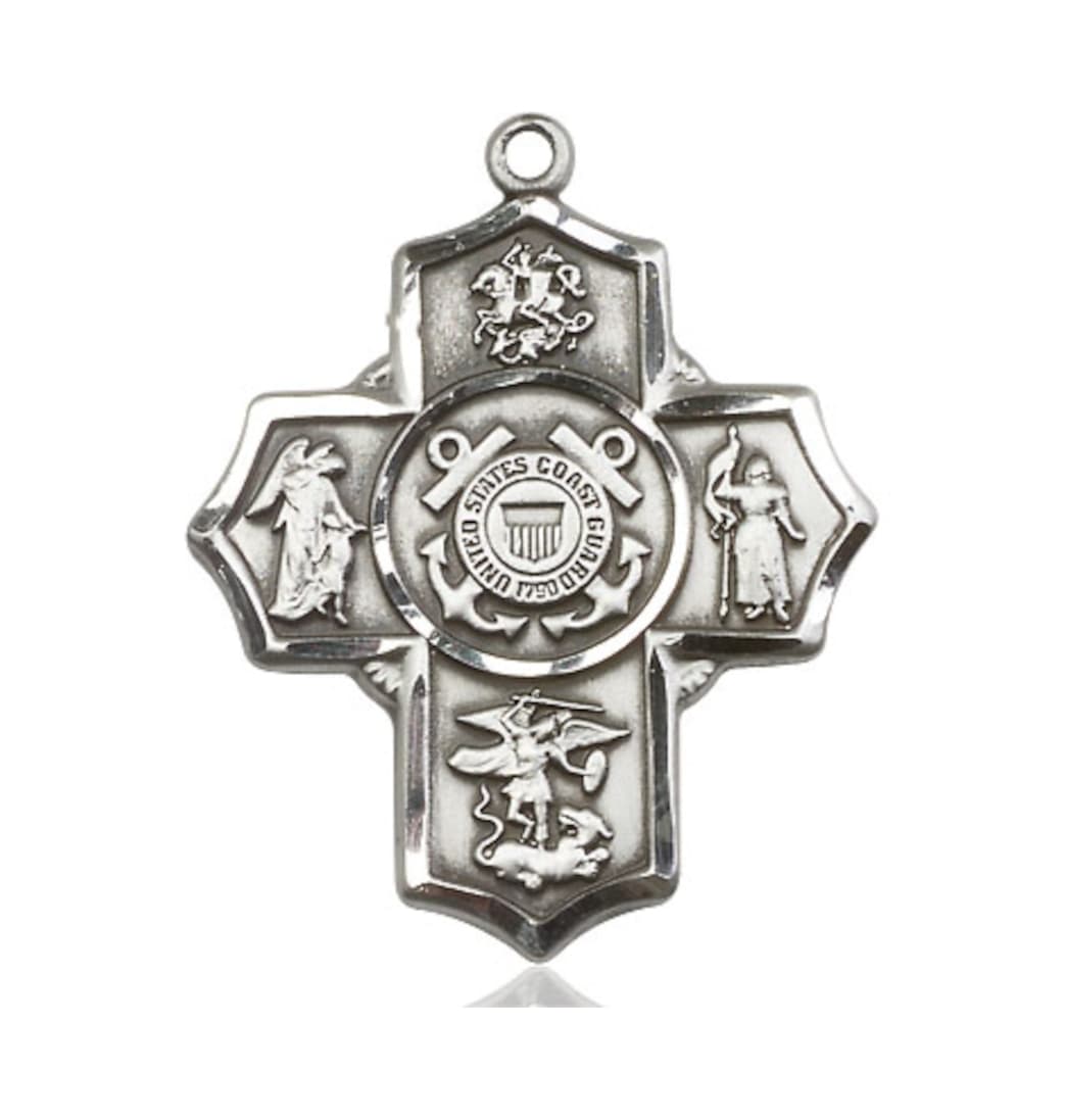 Bliss Manufacturing Coast Guard 5-Way Cross Sterling Silver Medal,