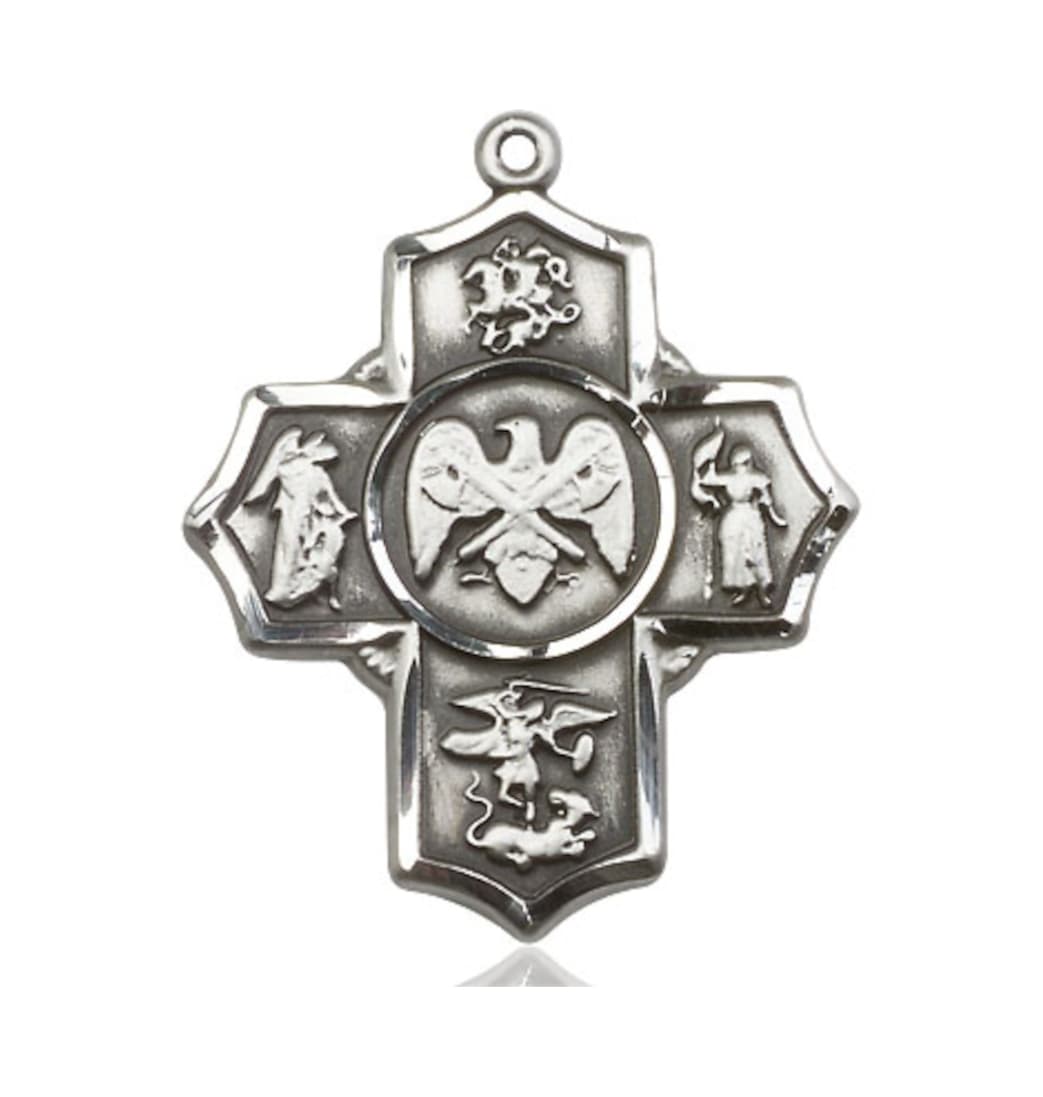 Bliss Manufacturing National Guard 5-Way Cross Sterling Silver Medal