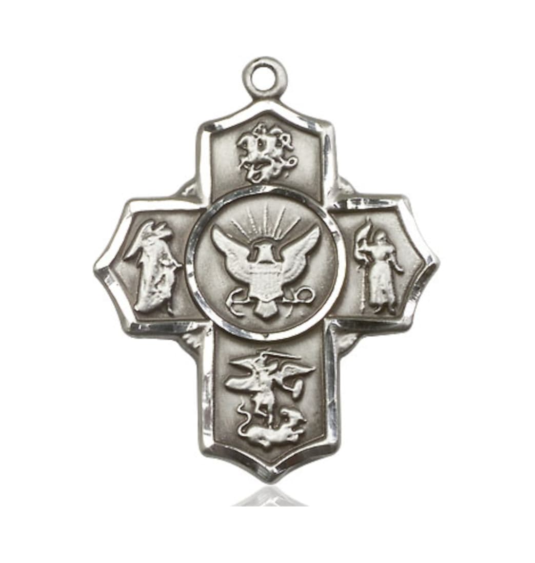 Bliss Manufacturing Navy 5-Way Cross Sterling Silver Medal,