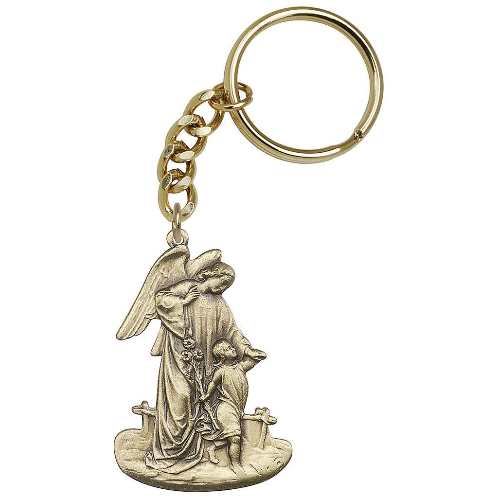 Bliss Manufacturing Guardian Angel with Child Gold Key Chain