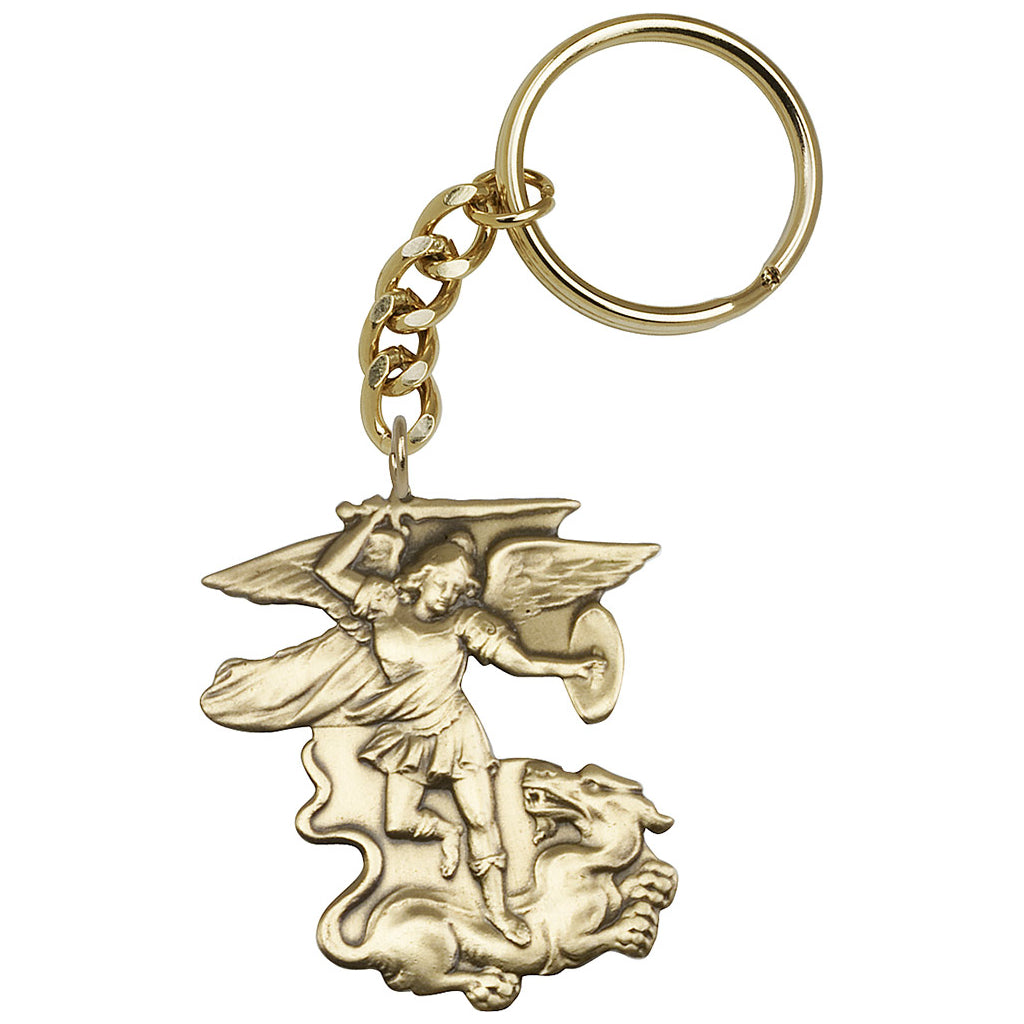 St Michael the Archangel Figure Shaped Gold Key Chain