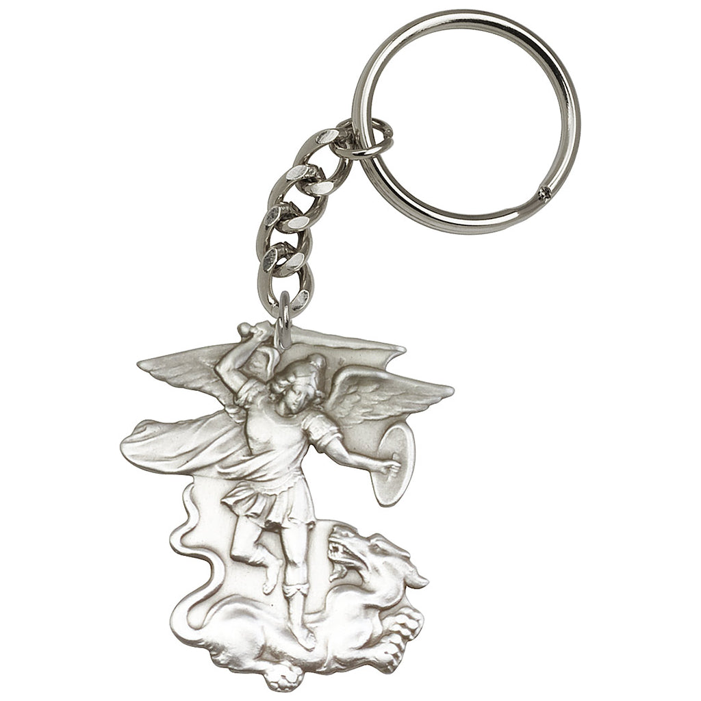 St Michael the Archangel Figure Shaped Pewter Key Chain