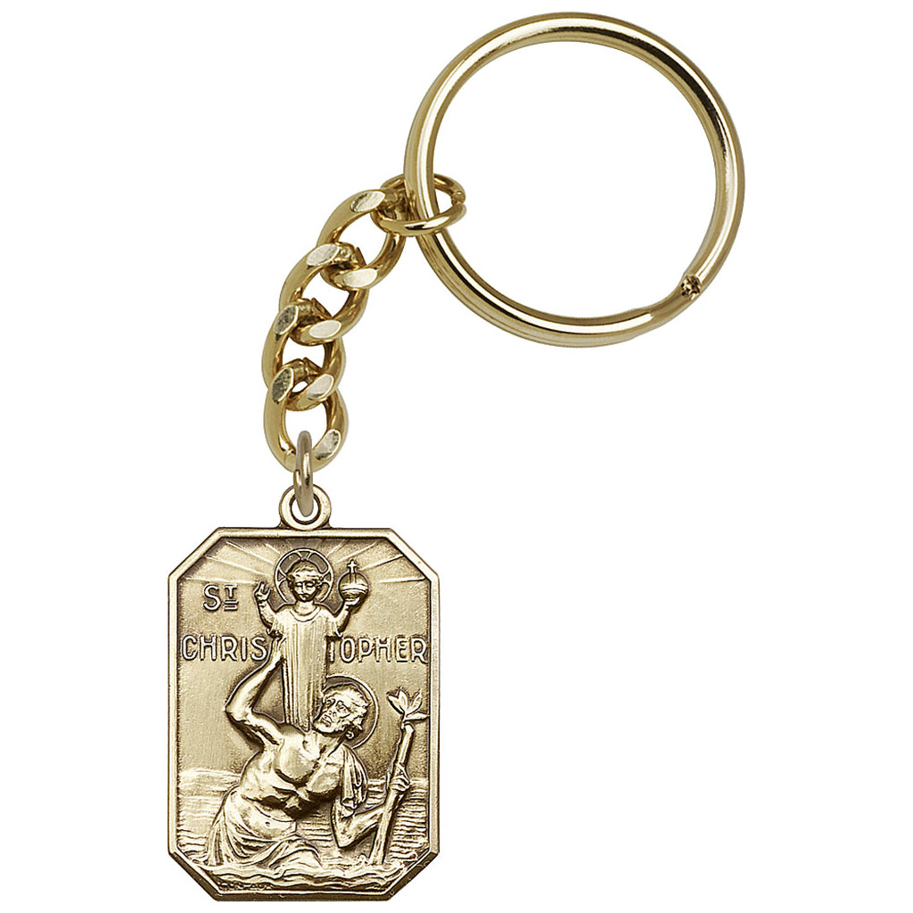 St Christopher and Child Jesus Gold Key Chain