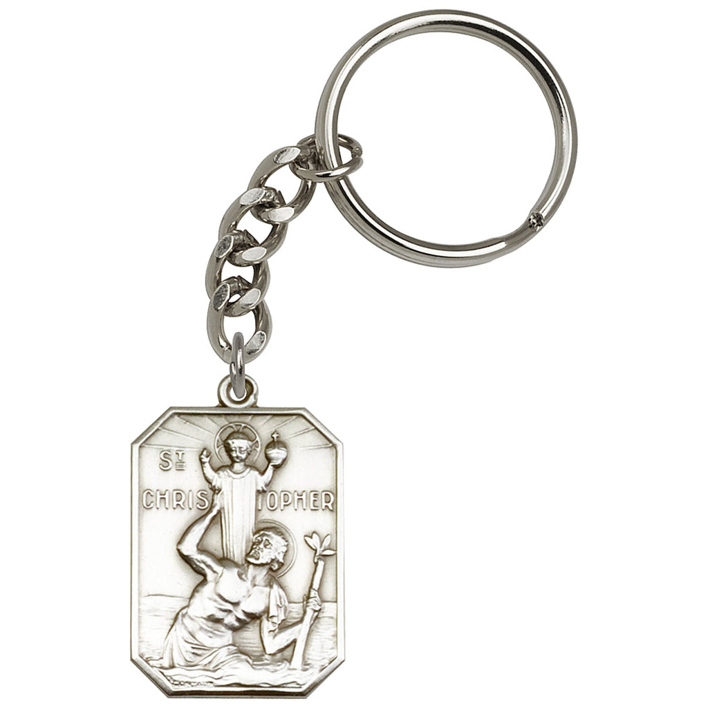 St Christopher and Child Jesus Pewter Key Chain