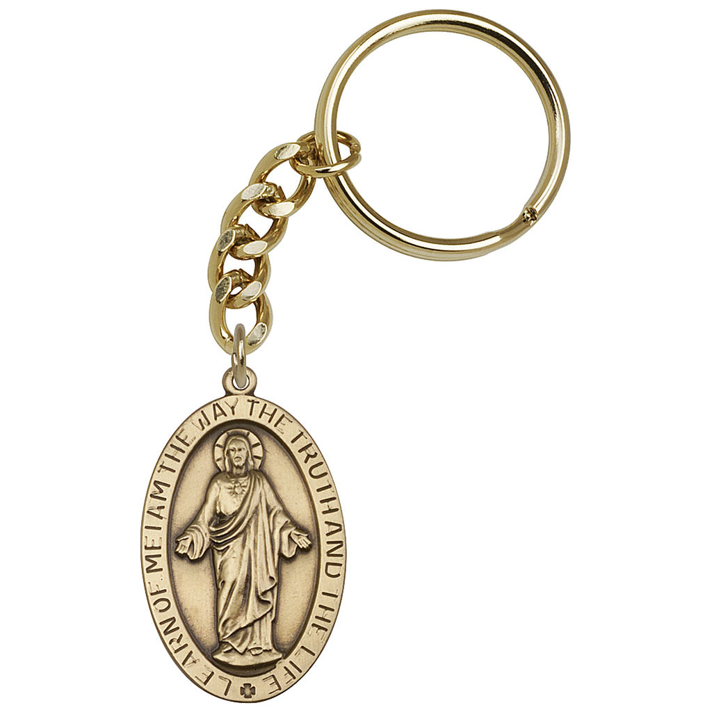 Gold Jesus  Learn of Me Scapular Key Chain