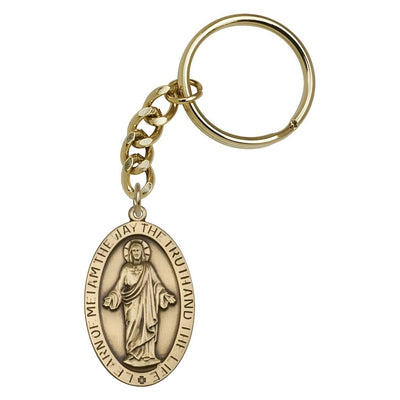 Gold Jesus Learn of Me Scapular Key Chain, Bliss Manufacturing
