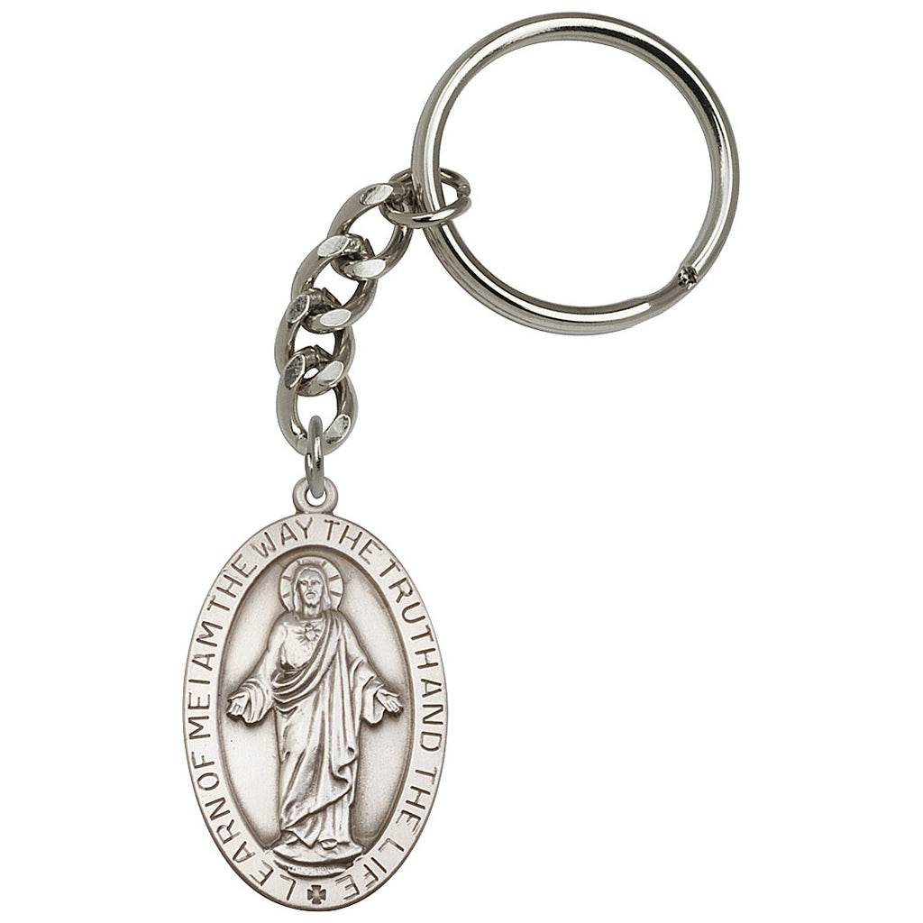 Pewter Jesus  Learn of Me Scapular Key Chain