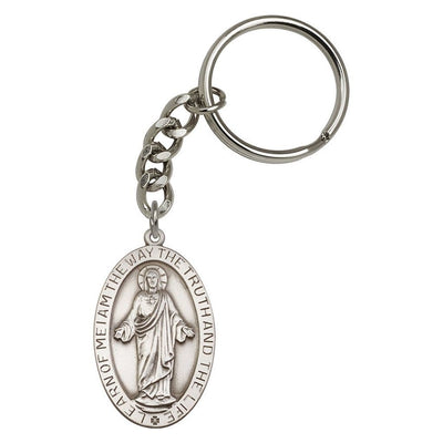 Pewter Jesus Learn of Me Scapular Key Chain, Bliss Manufacturing
