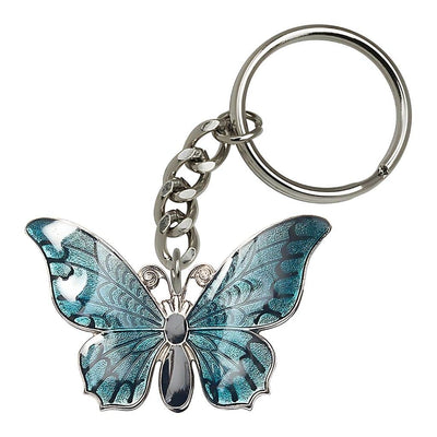 Blue Butterfly Pewter Key Chain, Made in USA, Bliss Manufacturing