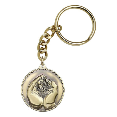 Gold Round Faith Hand Key Chain, Bliss Manufacturing