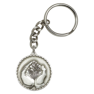 Pewter Round Faith Hand Key Chain, Bliss Manufacturing