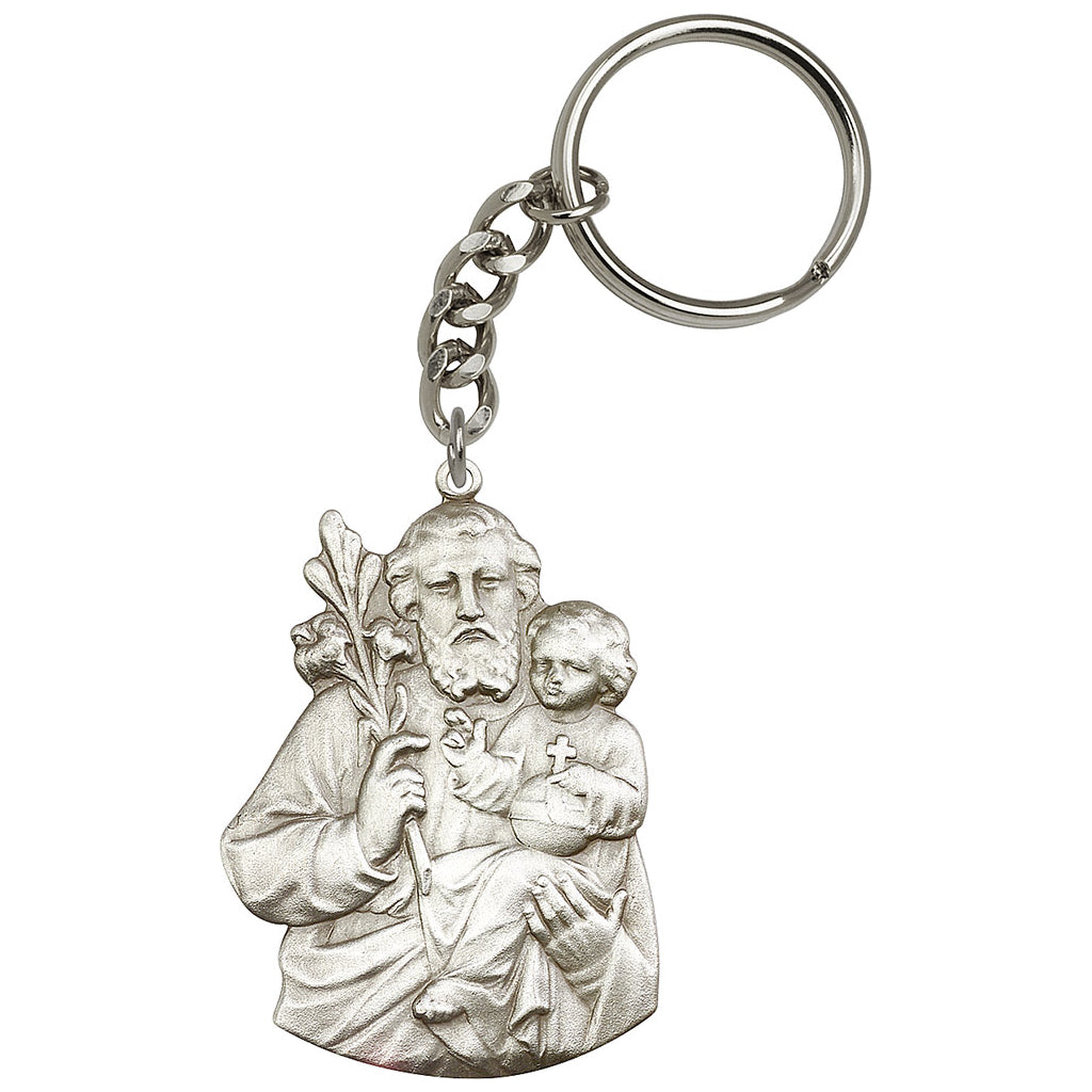 Pewter St Joseph and Child Jesus Key Chain