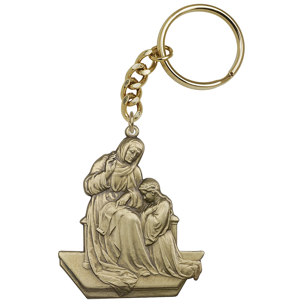 Gold St Ann and Mary Figure Shaped Key Chain