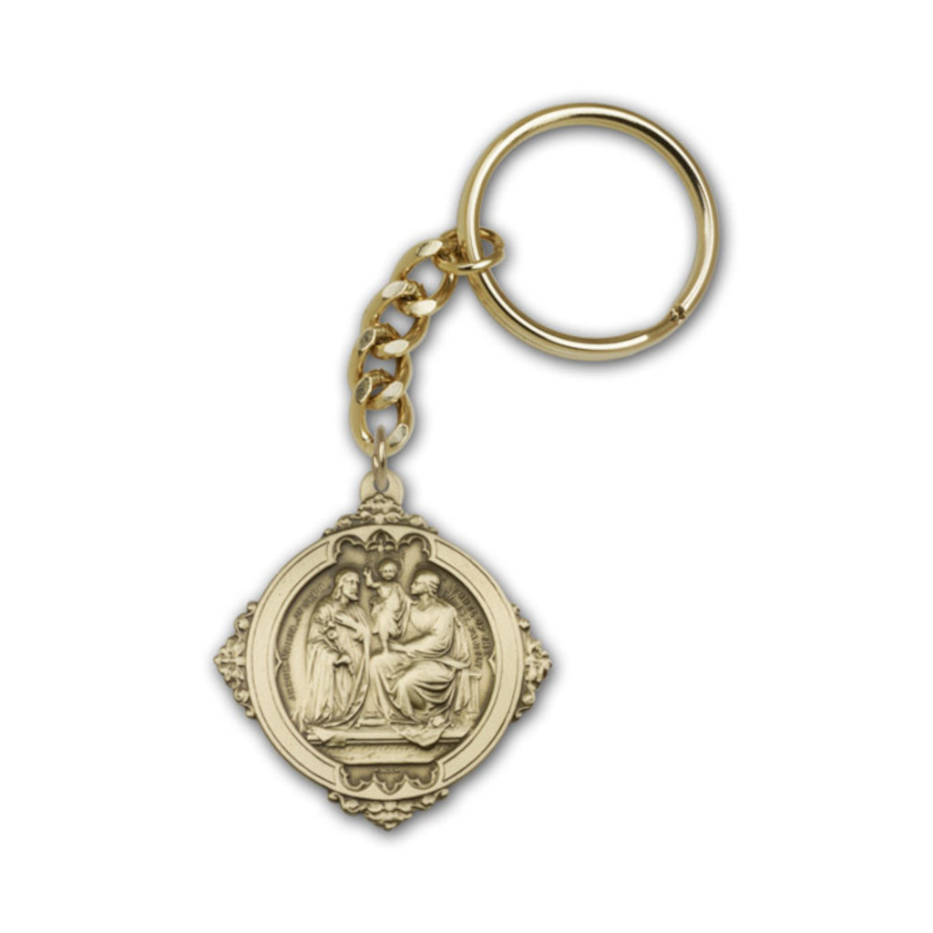 Gold Holy Family - Joseph, Mary and Baby Jesus Key Chain