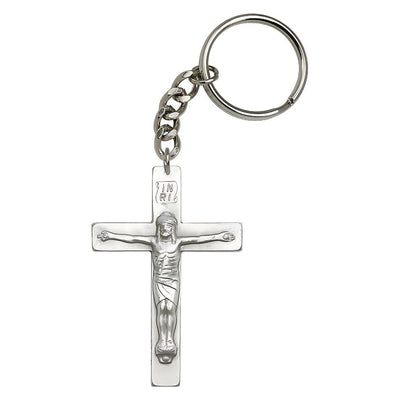 Pewter INRI Crucifix Key Chain, Made in USA, Bliss Manufacturing