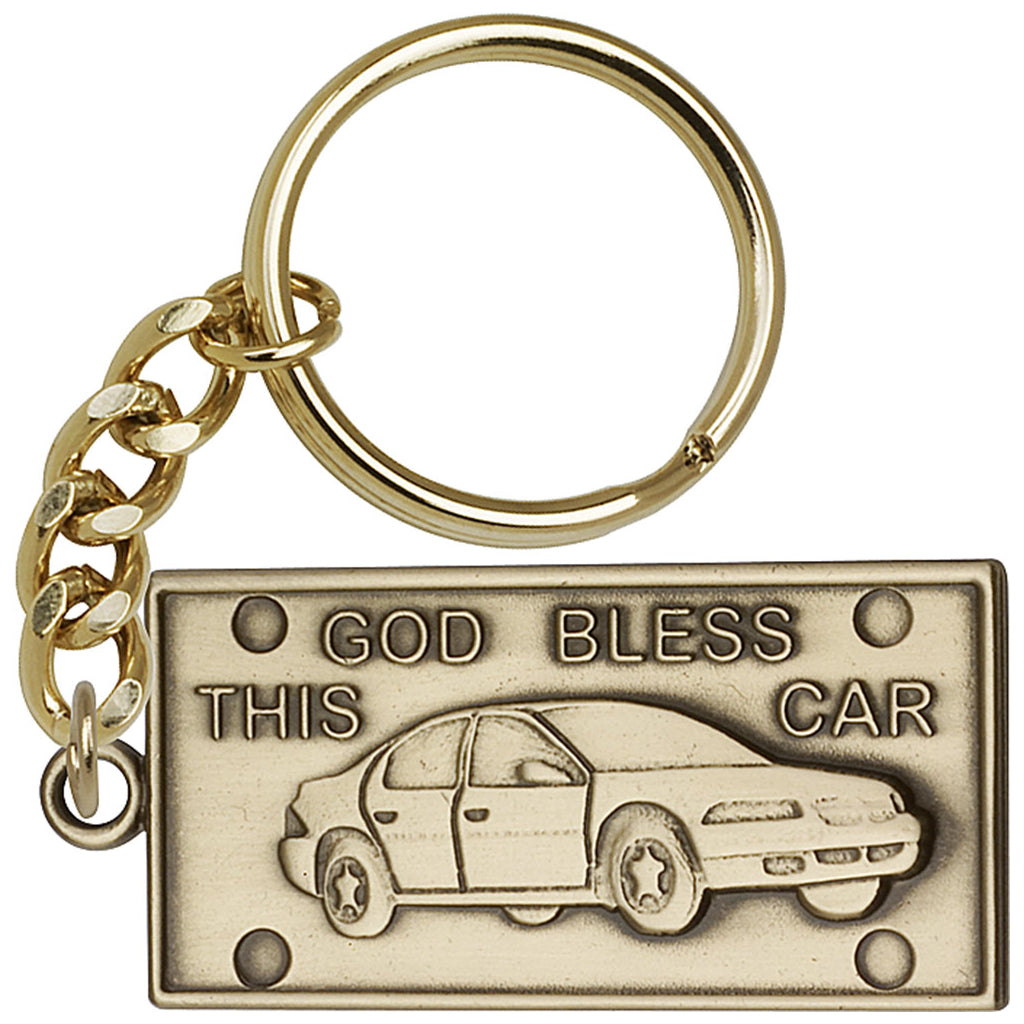 Gold God Bless This Car Key Chain