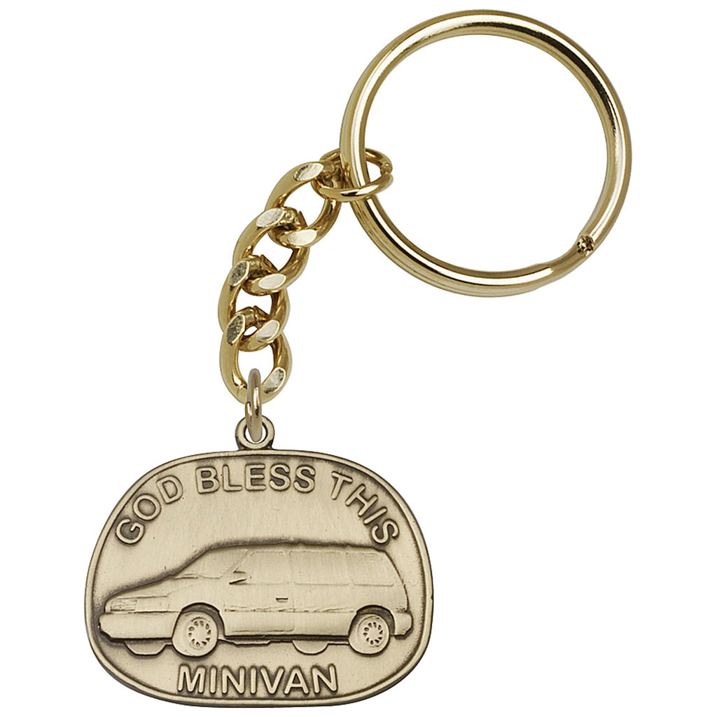 Gold God Bless this Mini Van Key Chain