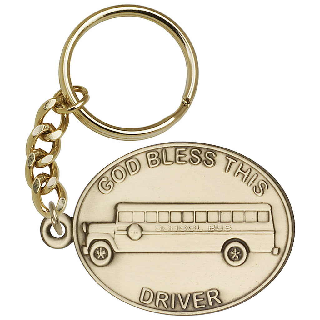 Gold God Bless This Bus Driver Key Chain