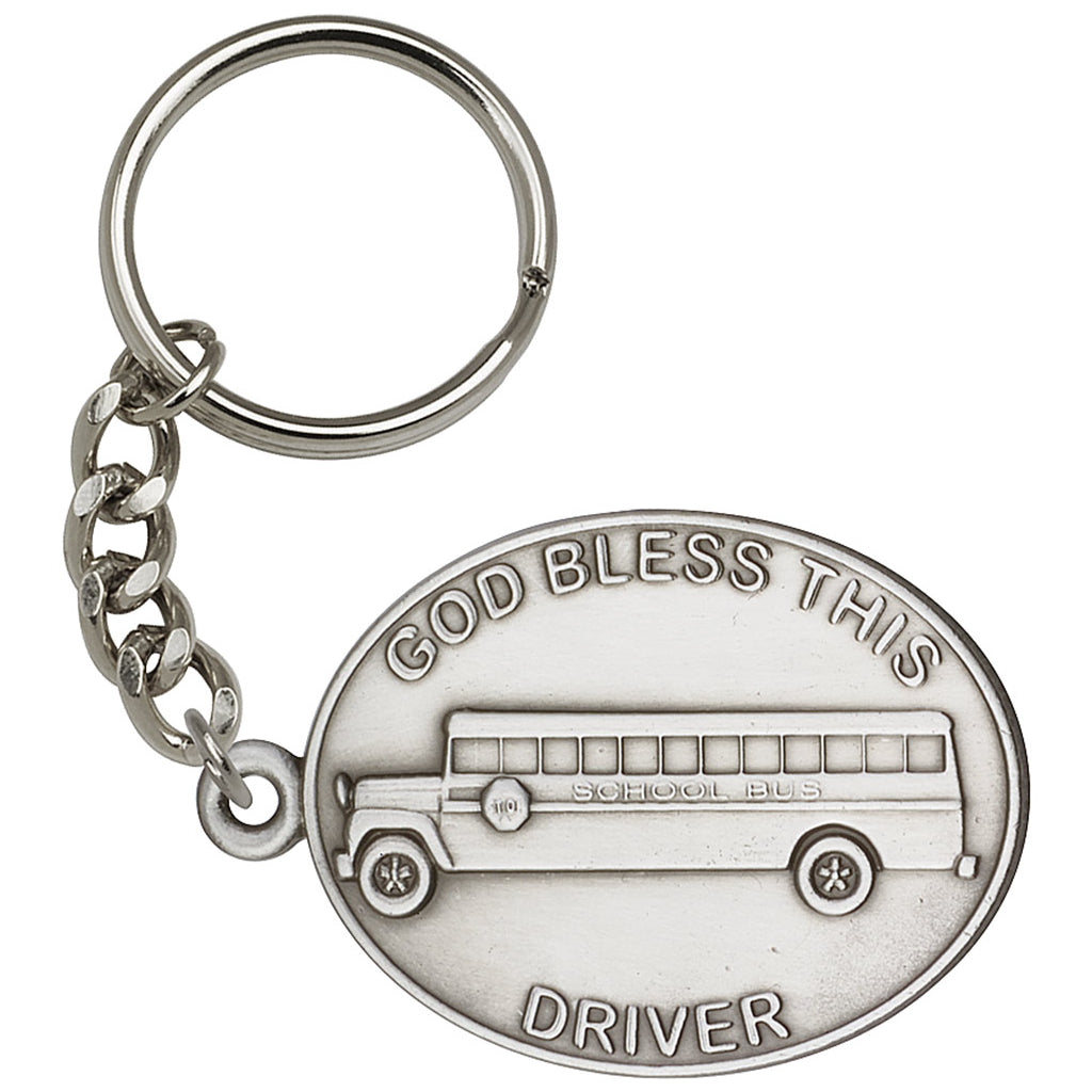 Pewter God Bless This Bus Driver Key Chain