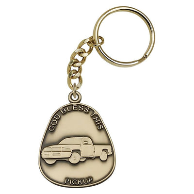 Gold Tone God Bless This Pickup Key Chain, Made in USA, Bliss Manufacturing