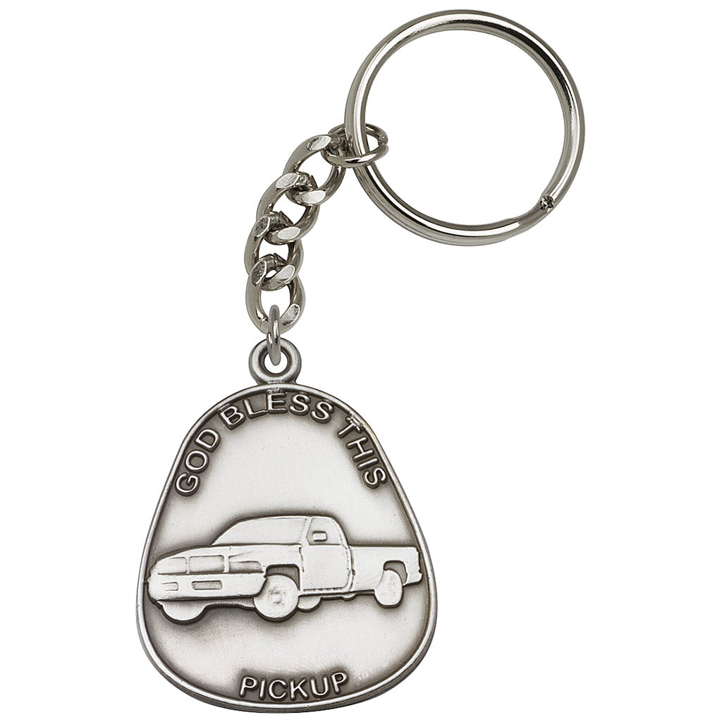 Pewter God Bless This Pickup Key Chain