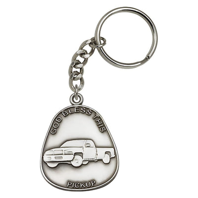 Pewter God Bless This Pickup Key Chain, Made in USA, Bliss Manufacturing