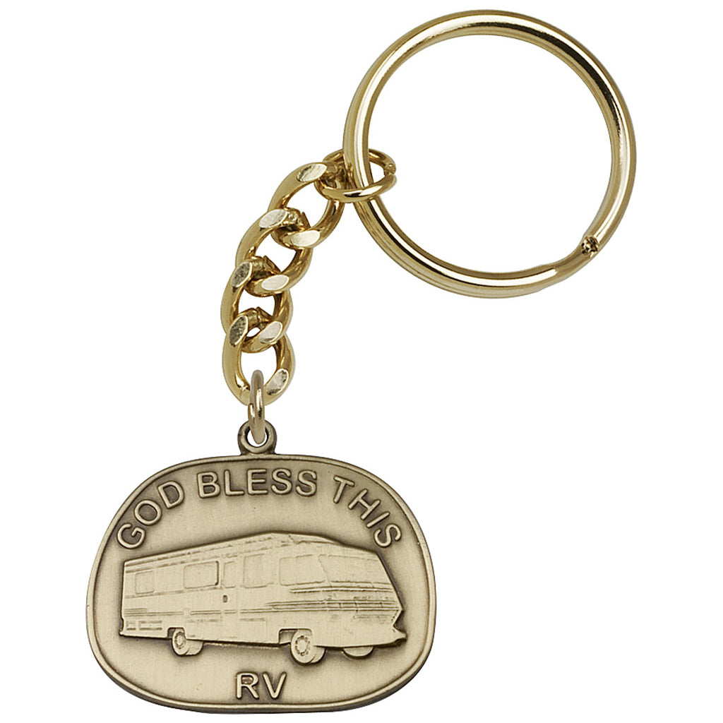 Gold God Bless God Bless this RV Key Chain