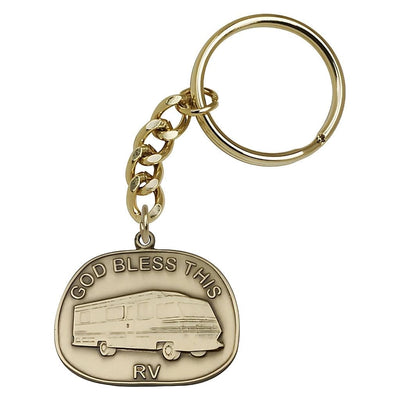 Gold Tone God Bless God Bless this RV Key Chain, Made in USA, Bliss Manufacturing