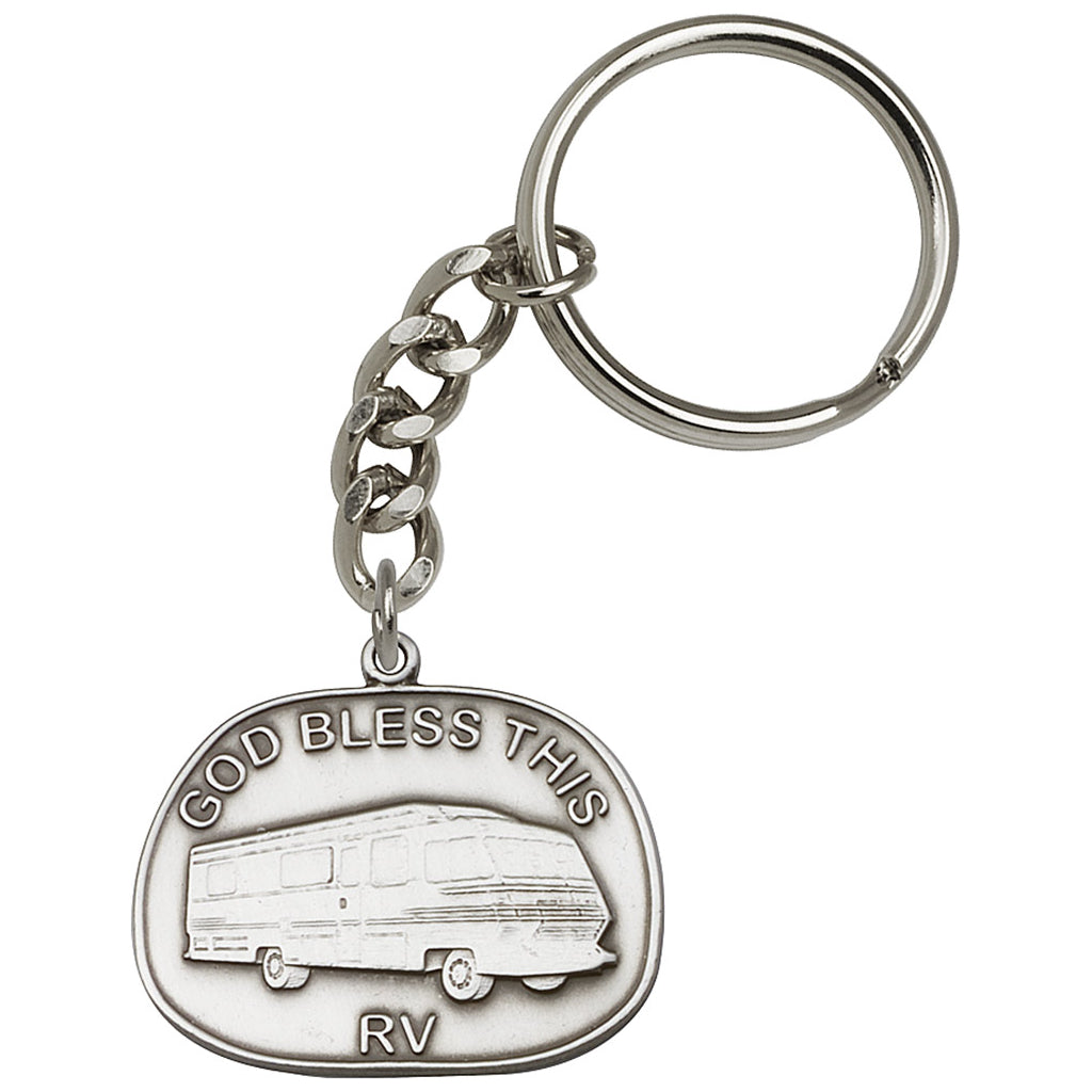 Pewter God Bless God Bless this RV Key Chain