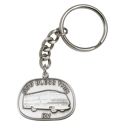 Pewter God Bless God Bless this RV Key Chain, Made in USA, Bliss Manufacturing
