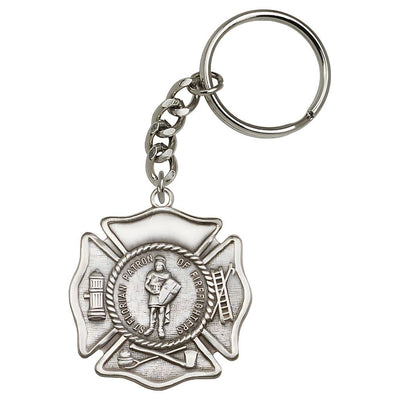 St Florian Firefighter Key Chain, Made in USAPewter, Bliss Manufacturing