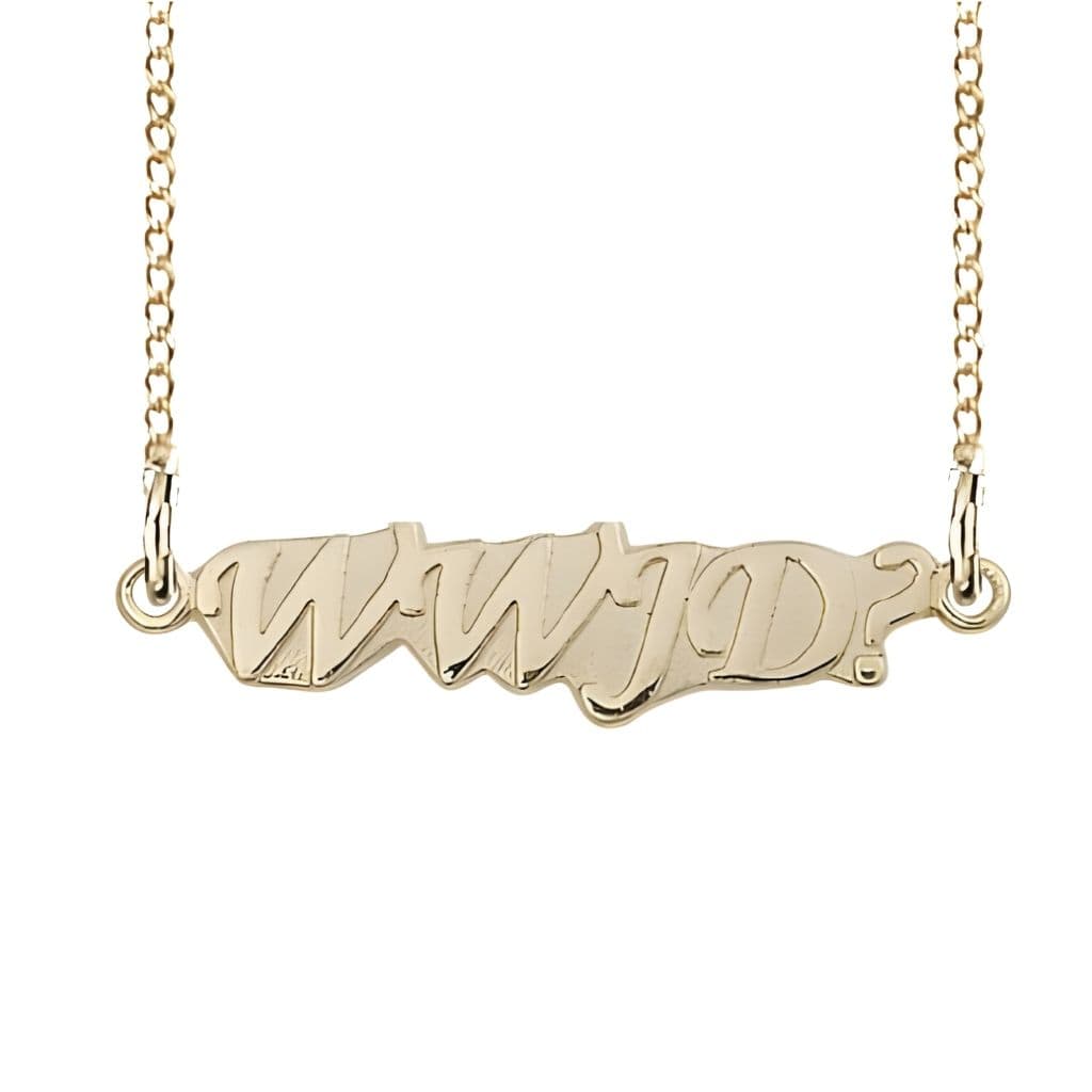 Bliss WWJD Design Medal14kt Gold Medal with 14kt Gold Chain, Measures 3/8-inch tall by 3/8-inch wide